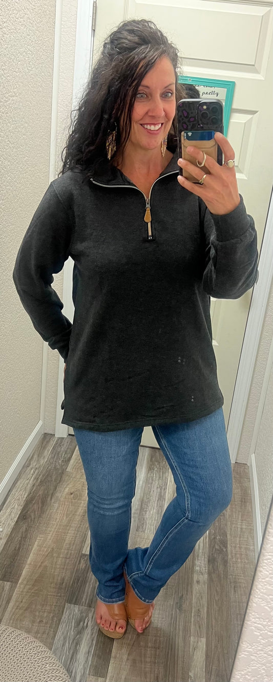 Black Miley Quarter Zip Pullover