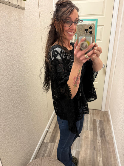 Black Anastasia One Size Crochet Overlay