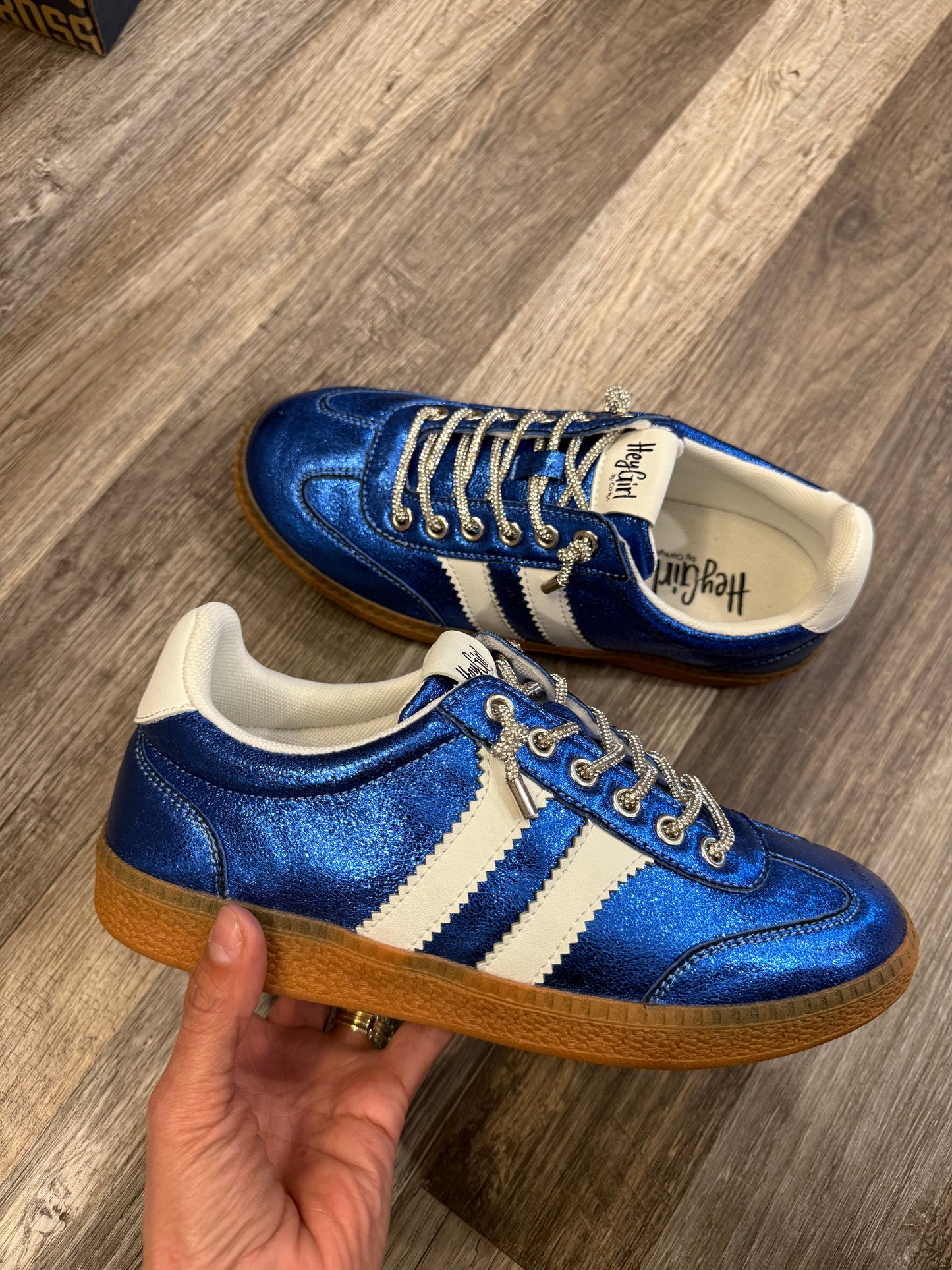 HEADS UP - Blue Metallic Corky’s Sneakers