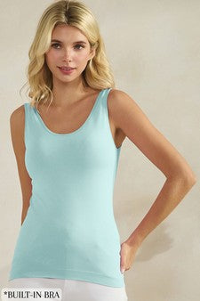 Plus Size Built in Bra - Reversible V or U neck Second Skin Tank
