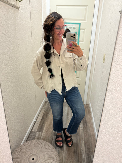 Britt Distressed Corduroy Cropped Jacket