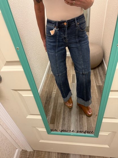 Suzie Q SLOUCHY CROP WIDE SEAM DETAILED JEANS Risen Jeans