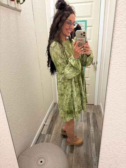 Sea of Green Tie Dye Dress
