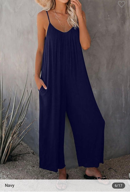 Danica - Navy - Sleeveless Jumpsuit