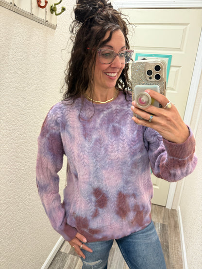 Plum Smoke Dyed Cable Knit Sweater
