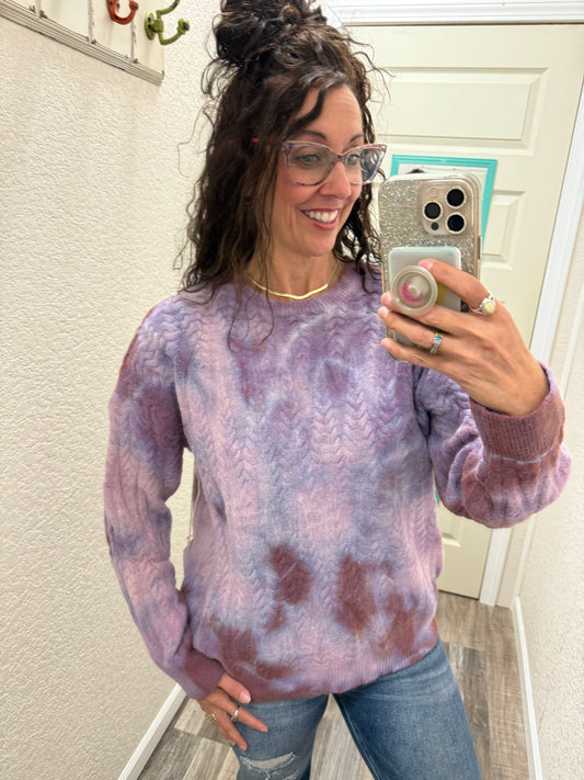 Plum Smoke Dyed Cable Knit Sweater
