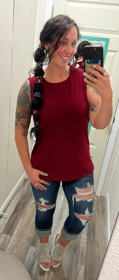 Boss Babe Burgundy High Neck Tank