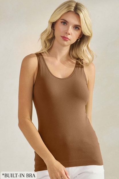 Plus Size Built in Bra - Reversible V or U neck Second Skin Tank