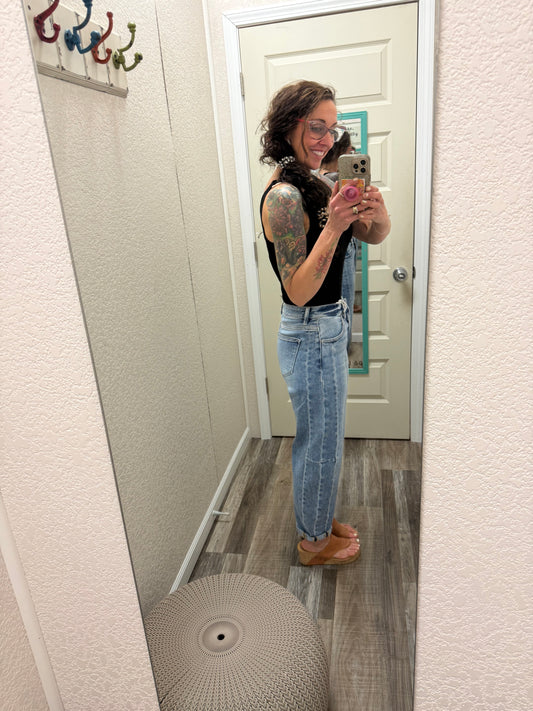 Becca Barrel High Rise Risen Jeans