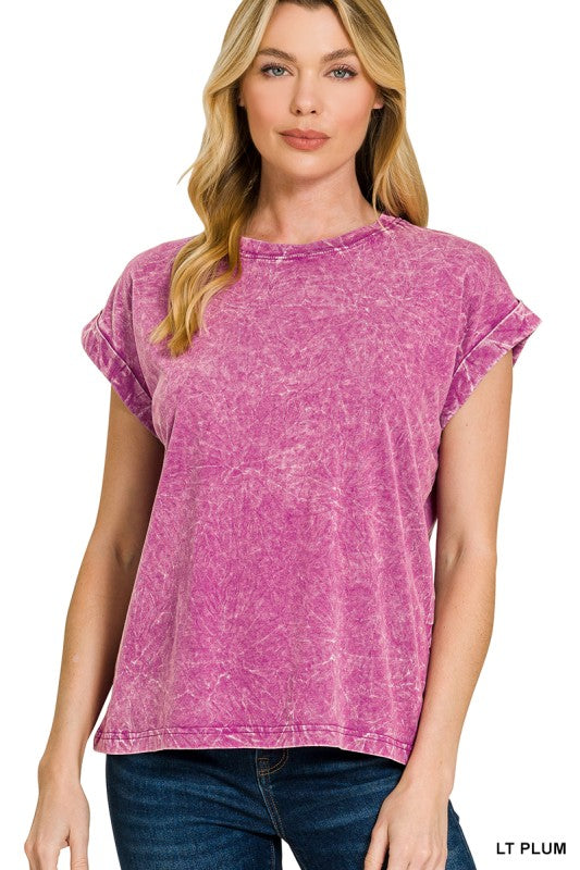 Harper Acid Wash Cuffed Tee