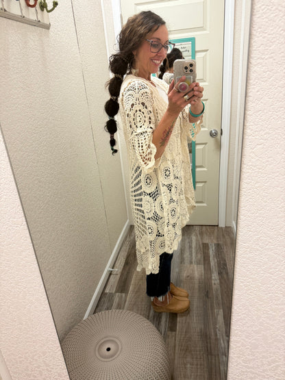 Ivory Olivia Crochet Kimono