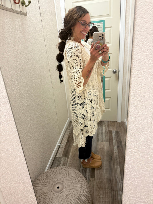 Ivory Olivia Crochet Kimono