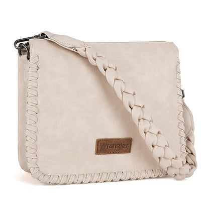 Tan Wrangler Braided Strap Hobo/Crossbody Bag