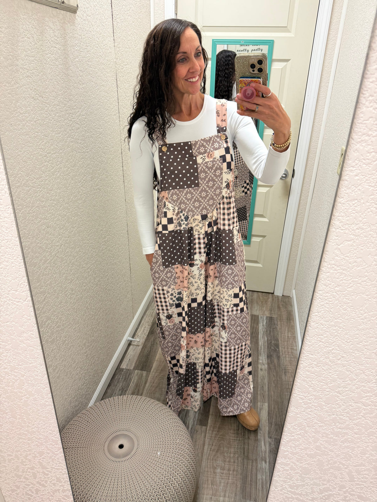 Floral Patchwork Wide Leg Overalls