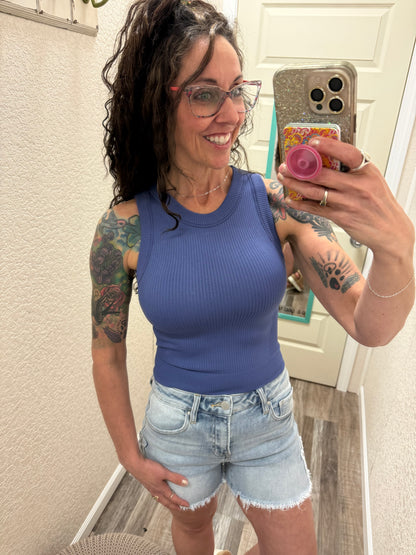 Snatched High Neck Built In Bra Crop Tank