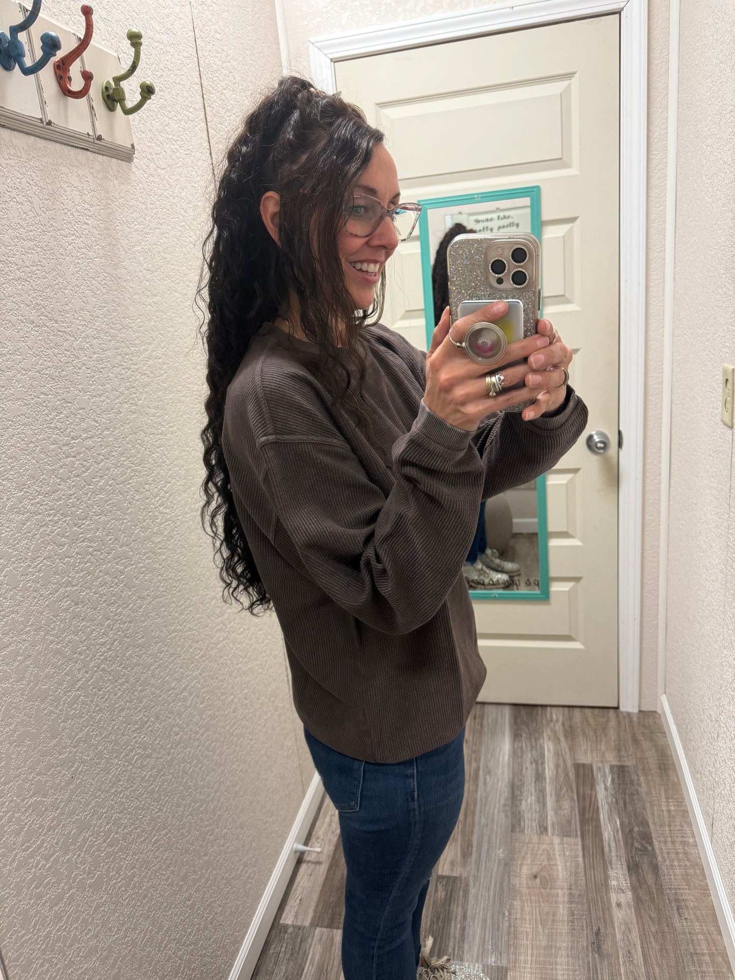 Chocolate Luxe Corded Crew