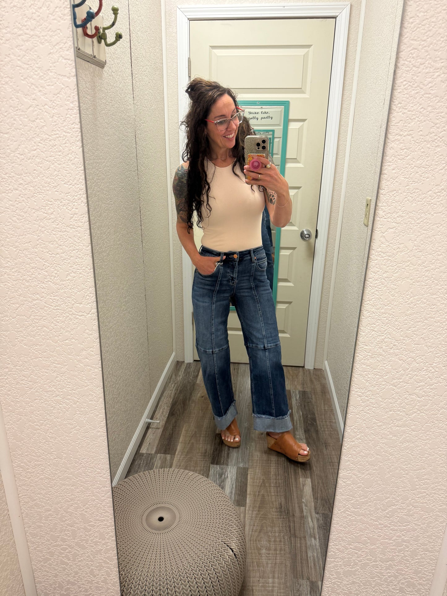 Suzie Q SLOUCHY CROP WIDE SEAM DETAILED JEANS Risen Jeans