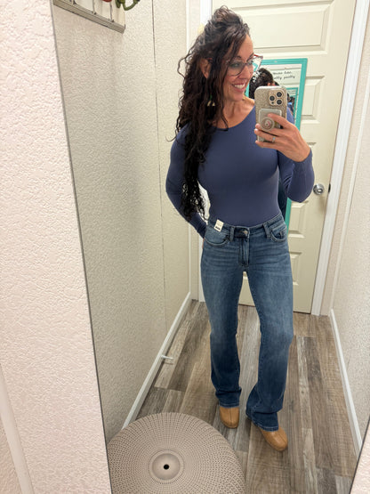 Thelma Thermal Fleece Lined Mid Rise Straight Fit Judy Blue Jeans