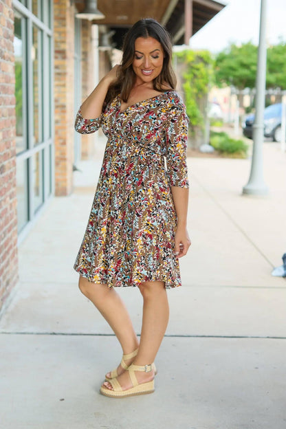 Misty Dress - Mocha Floral