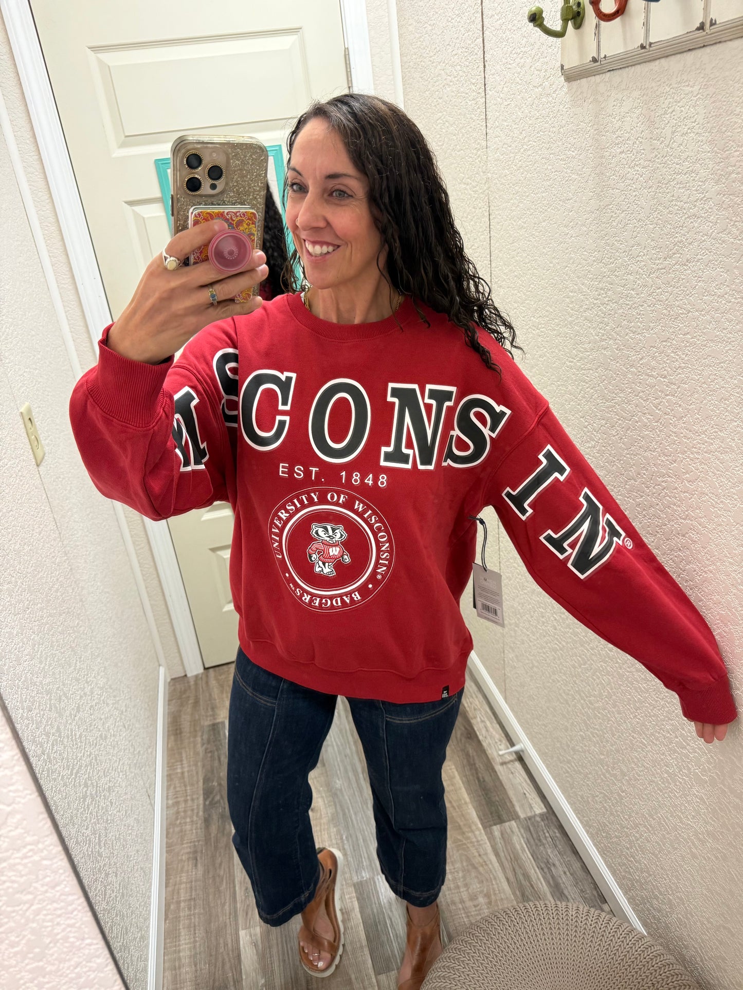 Wisconsin Split Lantern Sleeve Crew Sweatshirt