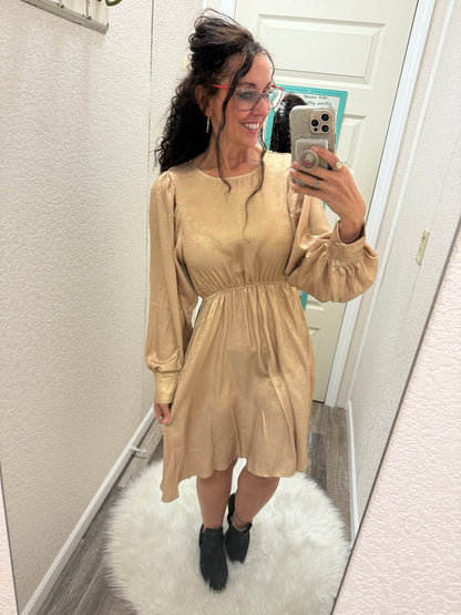 Evening Star Metallic Foil Dress