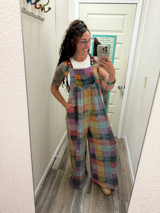 Patches Wide Leg Overalls (restock eta 9/22/25)