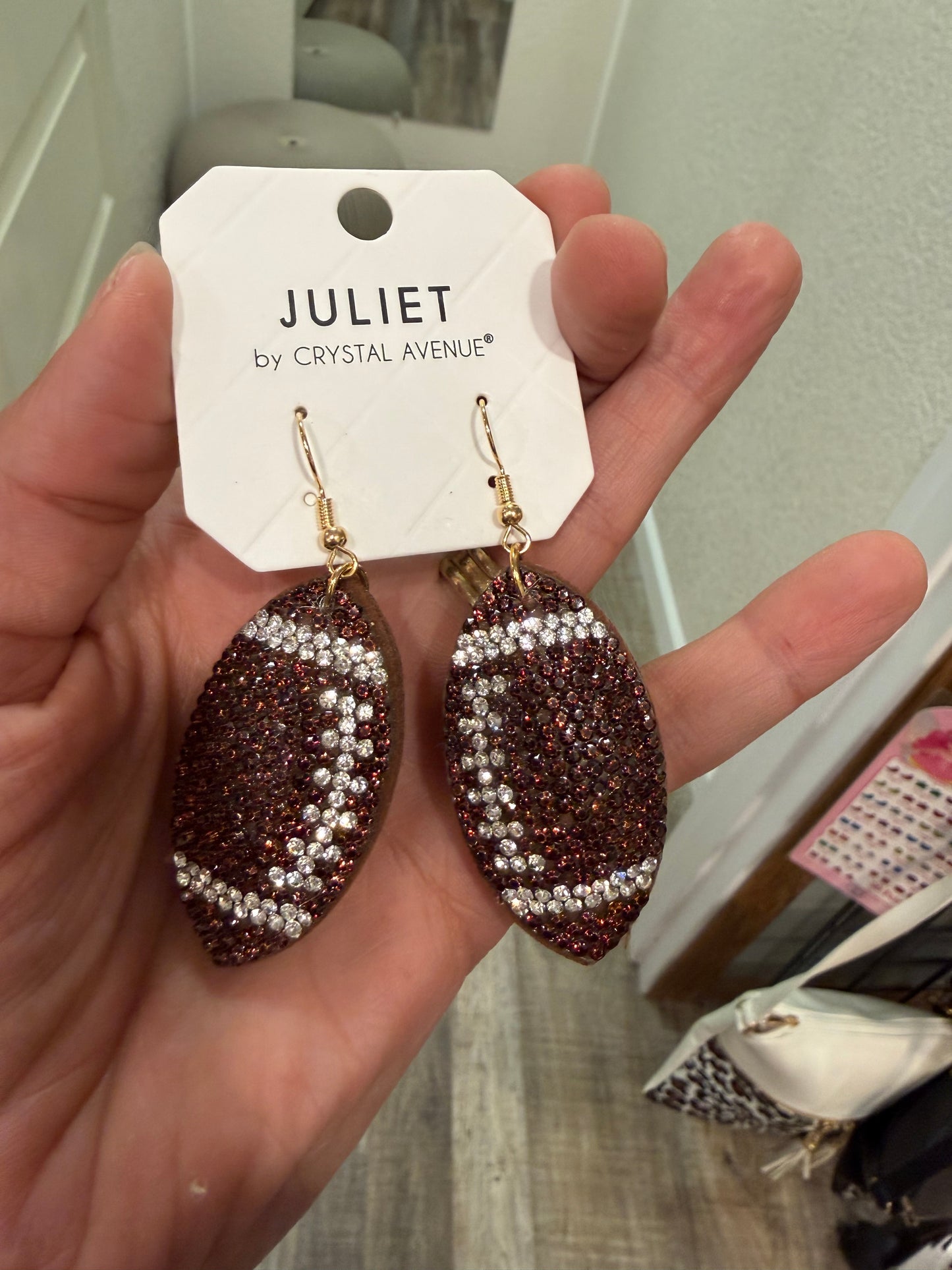 Football Glitter Puff Earrings