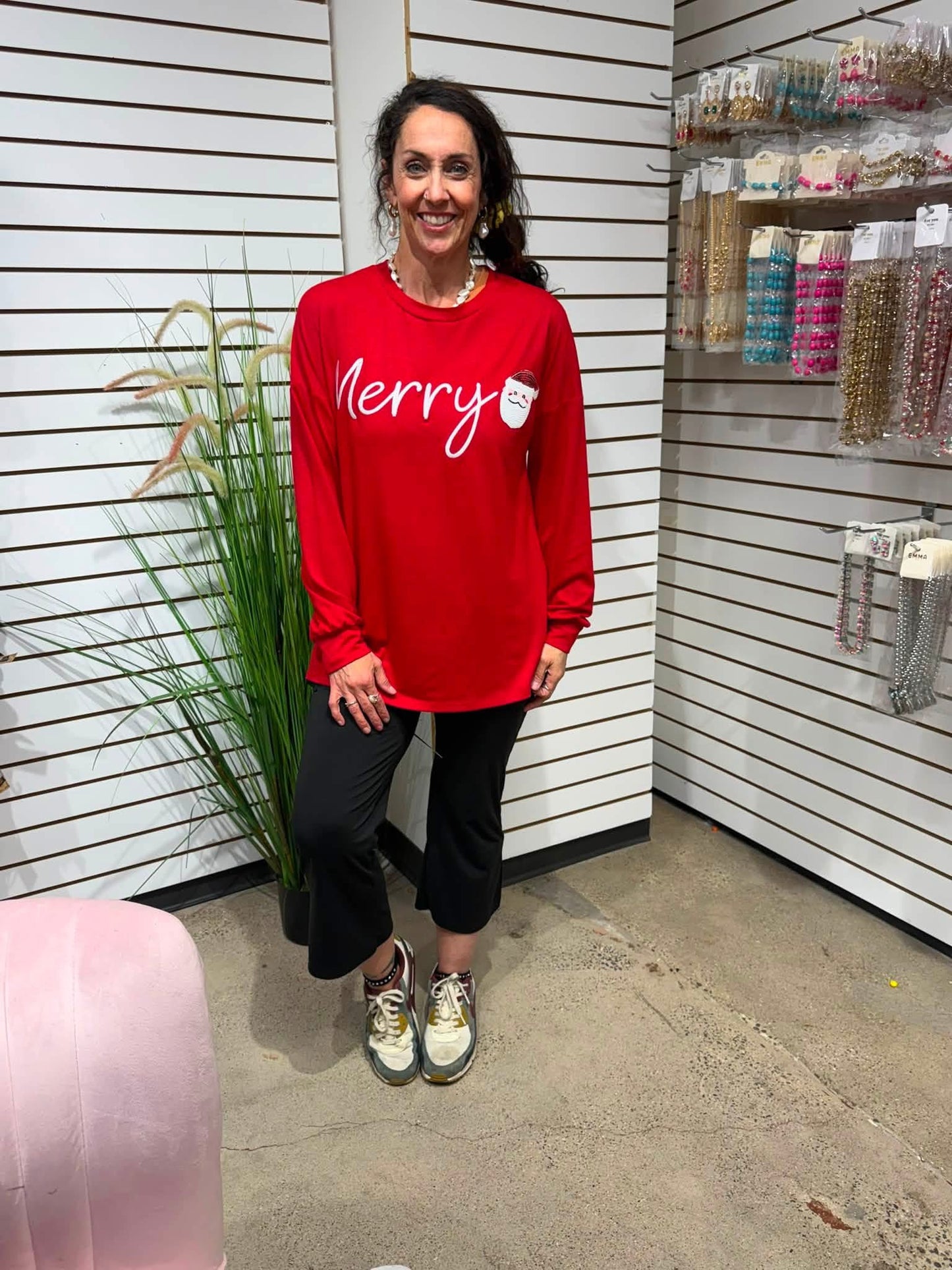 Merry Little Santa Long Sleeve Top
