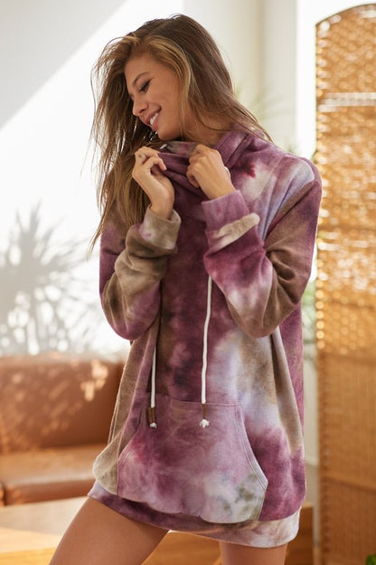 Sky Tie Dye Cowl Neck Sweatshirt