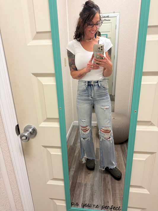 Who Dis Distressed High Rise Vintage Cropped Jeans