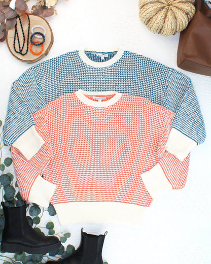 IN STOCK Charlotte Sweater - Teal and Ivory