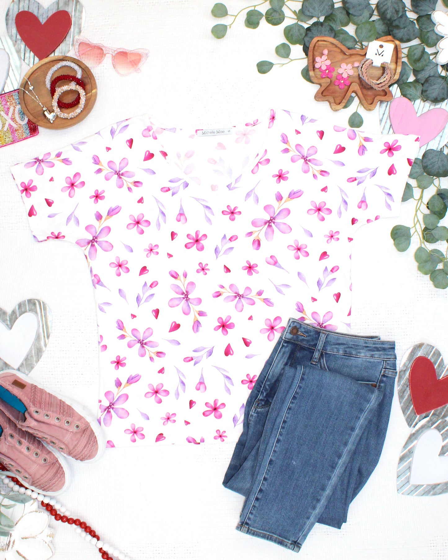 Chloe Cozy Top - Blooming Hearts