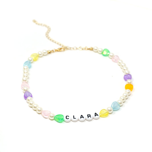 Customized Clara Pearl and Heart Necklace