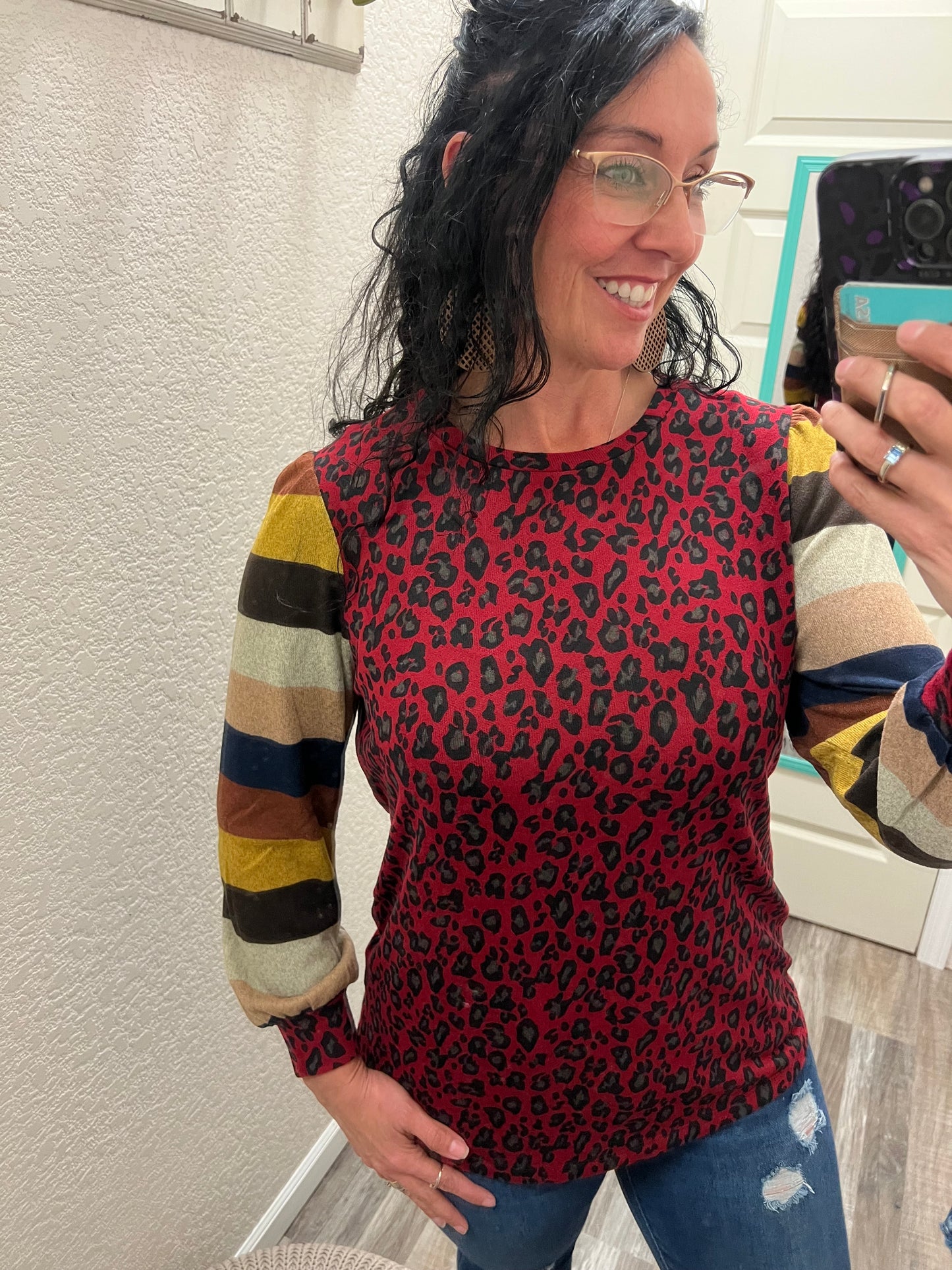 Puffy Leopards - Mustard Puffed Sleeve Top