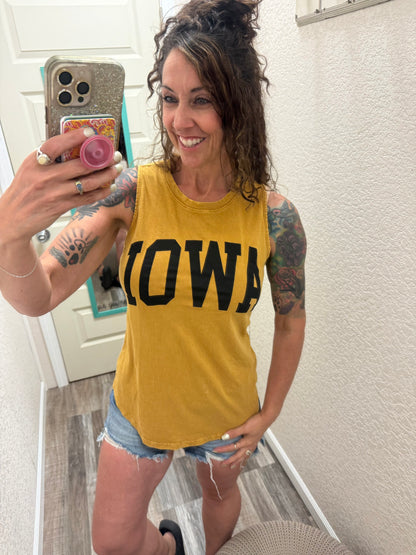 IOWA MINERAL GRAPHIC TANK TOP: Mineral Mustard