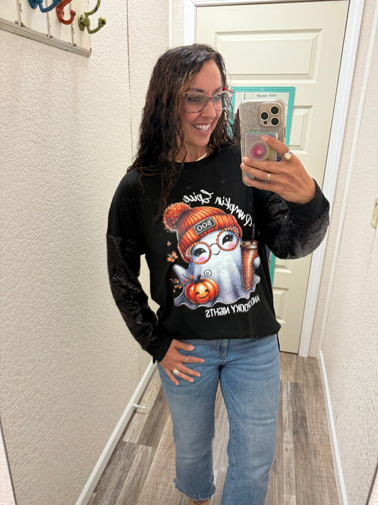 Pumpkin Spice and Spooky Nights Long Sleeve Top
