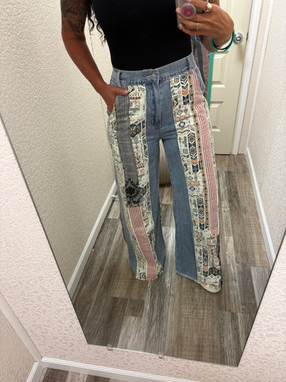 Deena Patchwork Flare Pants