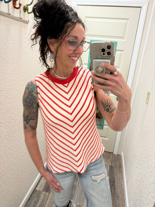 Sadie Sleeveless Striped Tank Top