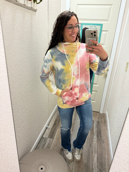 Sky Tie Dye Cowl Neck Sweatshirt