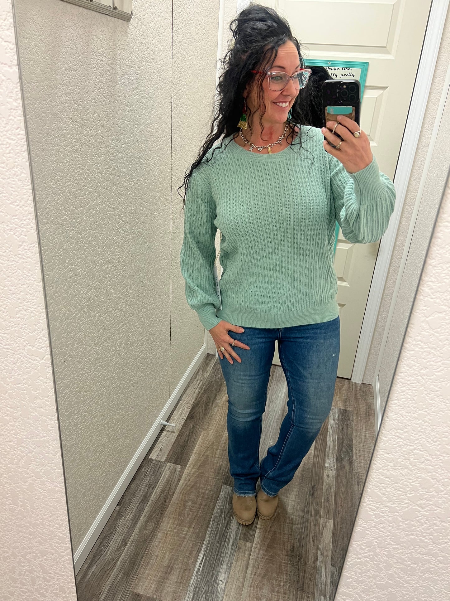 She’s So Chic - Sage - Pointelle Sweater