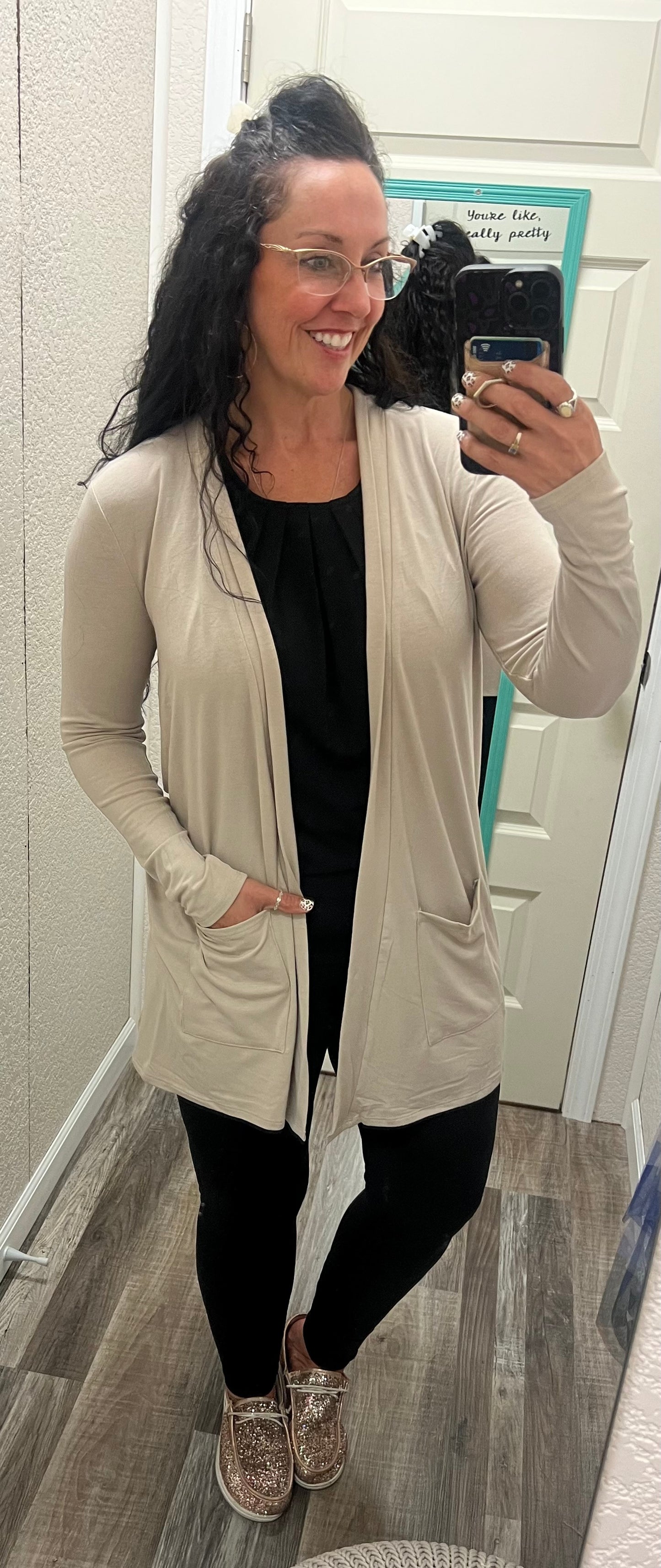 Lt Mocha - Slouchy Open Front Cardigan