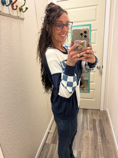 CheckMate Print Patchwork pullover top