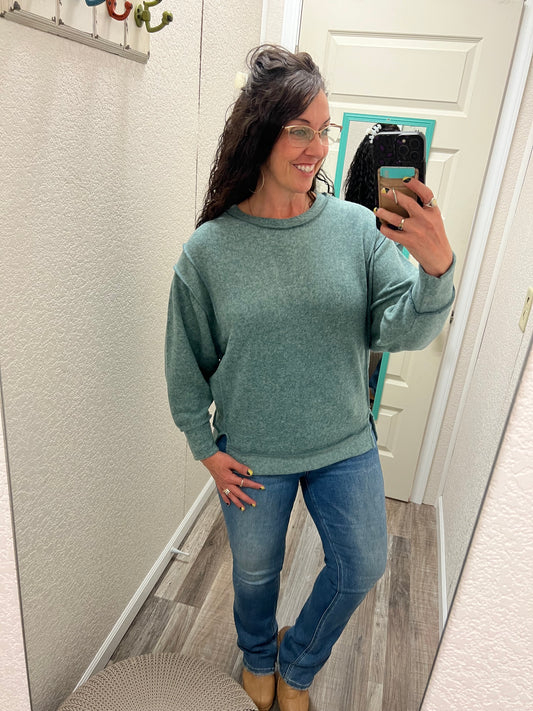 Emmy Lou - Ash Jade - Oversized Hacci Sweater Top