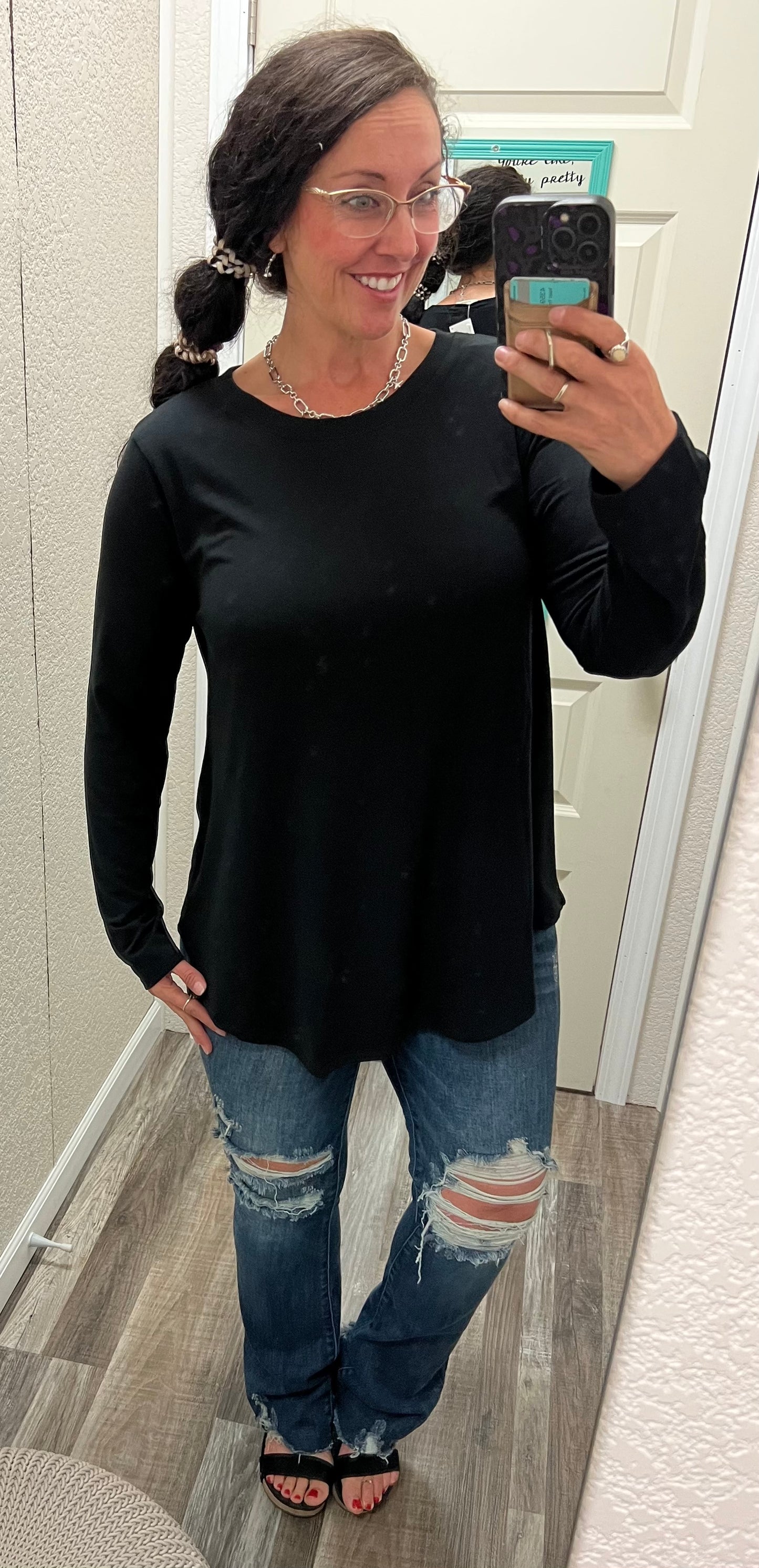 Black All Day Everyday Long Sleeve Tops