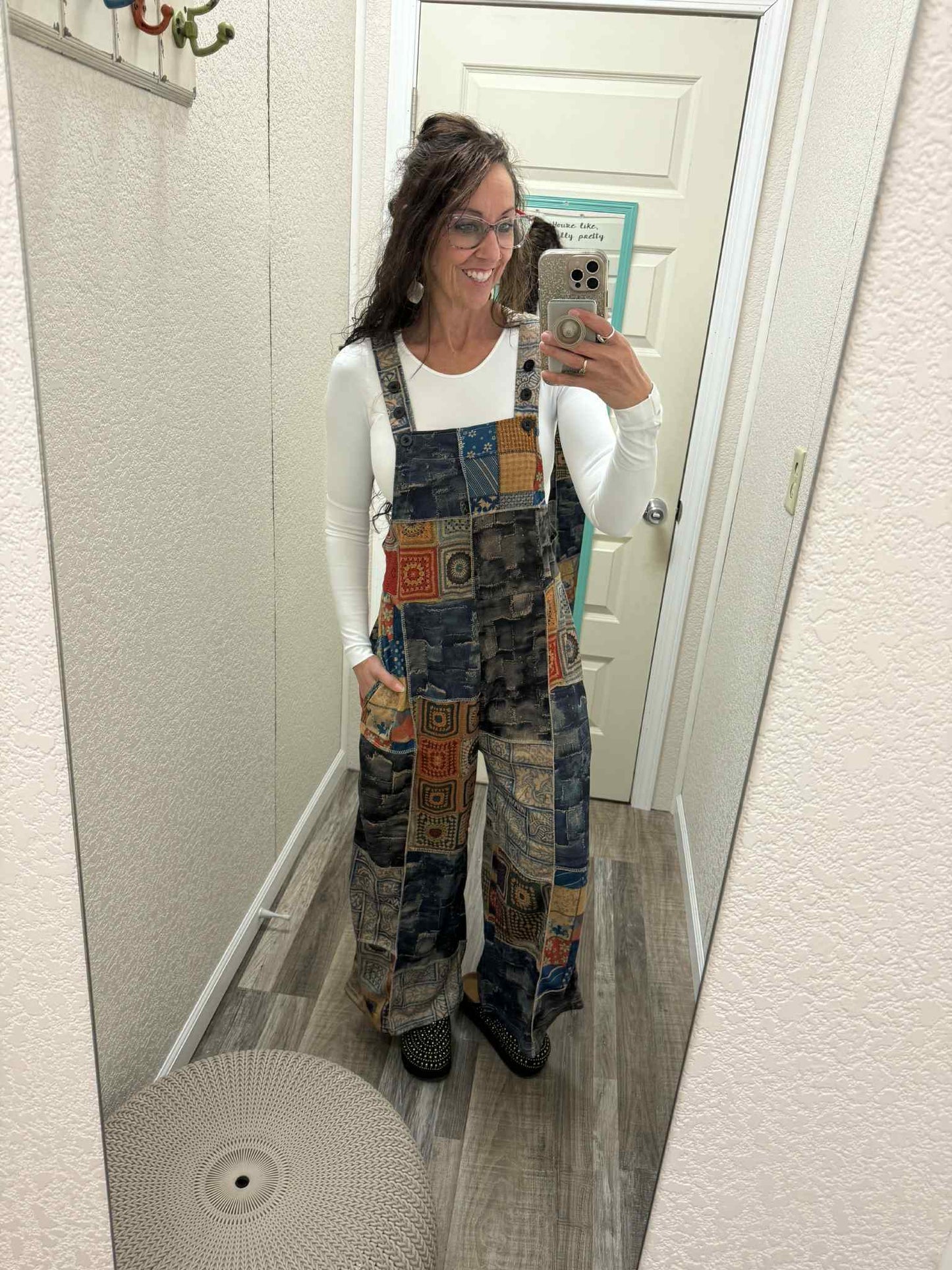 Far-Out Boho Crochet Patchwork Overalls