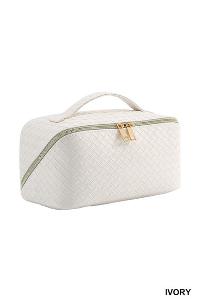 Woven cosmetic makeup bag