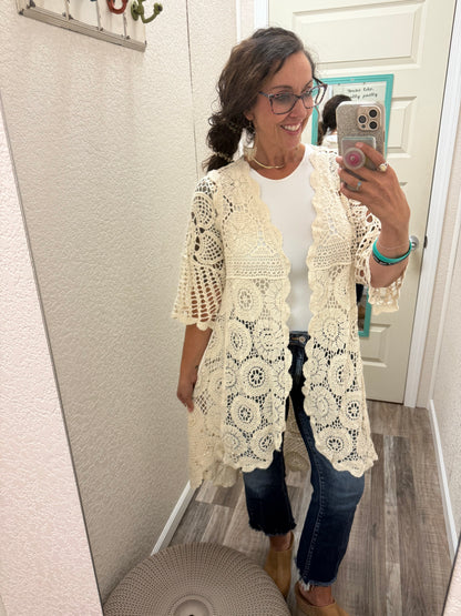 Ivory Olivia Crochet Kimono