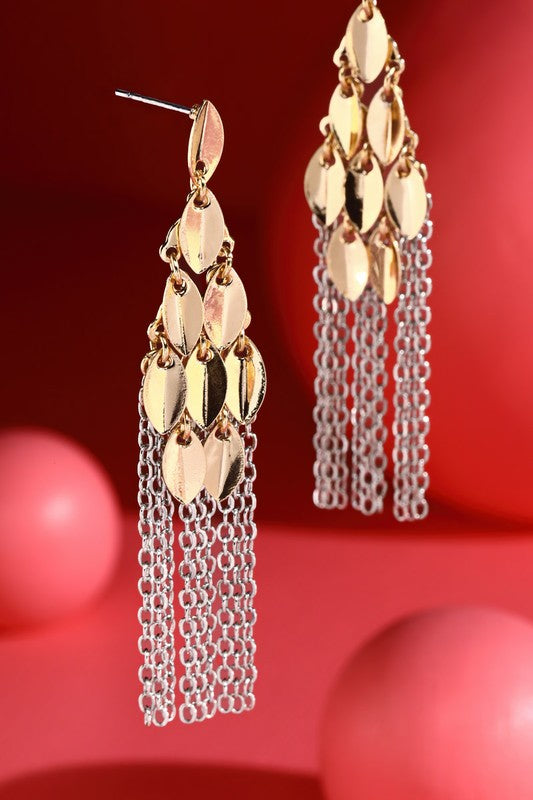 Gold/Silver linked leaflet dangle earrings