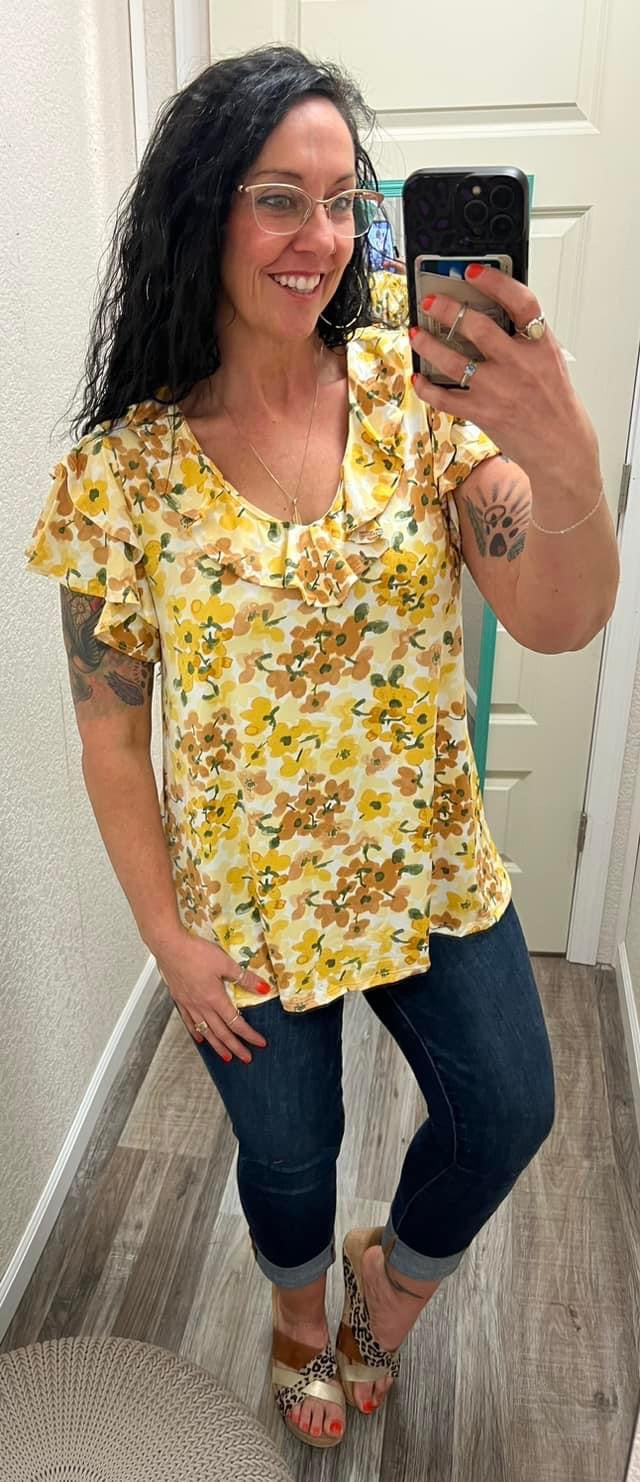 Bristol - Floral V Neck Top