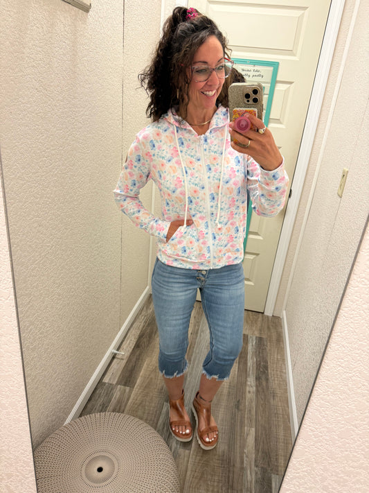 Fullzip Hoodie - watercolor floral